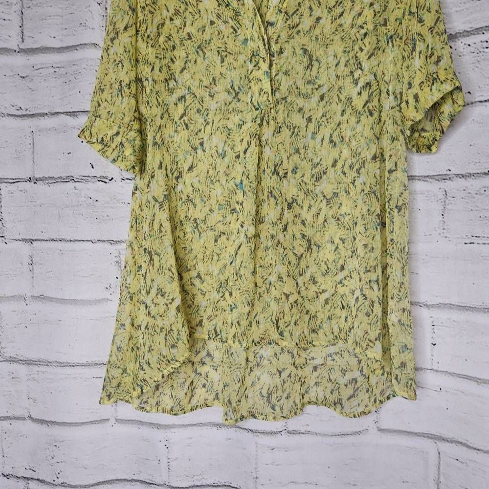 Nic + Zoe Printed Split V-Neck Hi-Low Hem Tunic Top Yellow Small - Picture 4 of 14